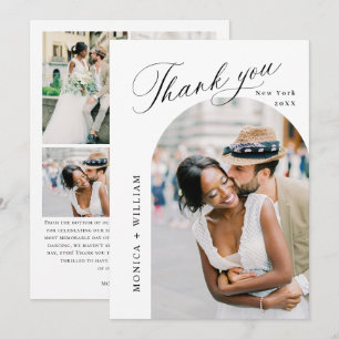 Elegantes Minimalistisches Hochzeiten 5 Foto Dankeskarte