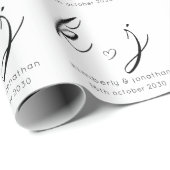 Elegantes Minimalistisches Hochzeitmonogramm Geschenkpapier (Rolleneckpunkt)