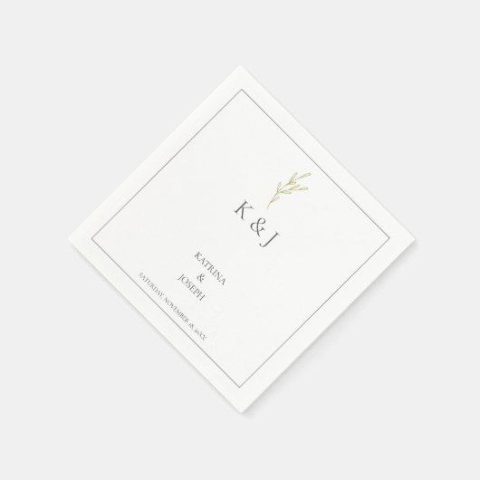 Elegantes Minimalistisches Hochzeitsheim Serviette (Ecke)