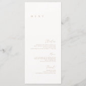 Elegantes Minimalistisches Hochzeitsmenü in Elfenb Menükarte (Vorderseite)