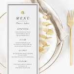 Elegantes, minimalistisches Hochzeitsmenü in Schwa Menükarte<br><div class="desc">Elegante Schwarz-Weiß-Minimalistische Hochzeitsmenükarten mit Imitate Gold Rose Blume und Rahmen,  einfach und stilvoll. Ideal für moderne klassische Hochzeit und formelle Hochzeit. Sehen Sie sich alle passenden Stücke in der Sammlung an.</div>