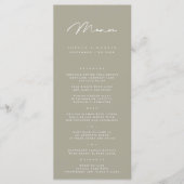 Elegantes Minimalistisches Hochzeitsmenü Menükarte (Vorderseite)