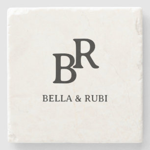 Elegantes minimalistisches Hochzeitsmonogramm-Desi Steinuntersetzer