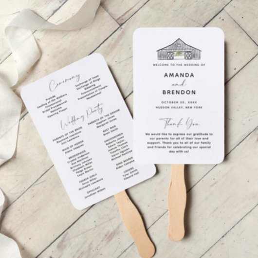 Elegantes Minimalistisches Hochzeitsprogramm Fächer