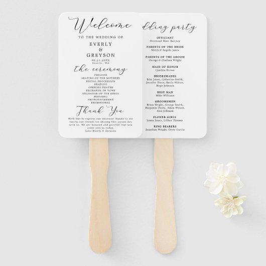 Elegantes Minimalistisches Hochzeitsprogramm Fächer (Vorne und Hinten)