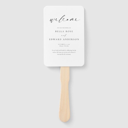 Elegantes Minimalistisches Hochzeitsprogramm Handf Fächer (Vorderseite)