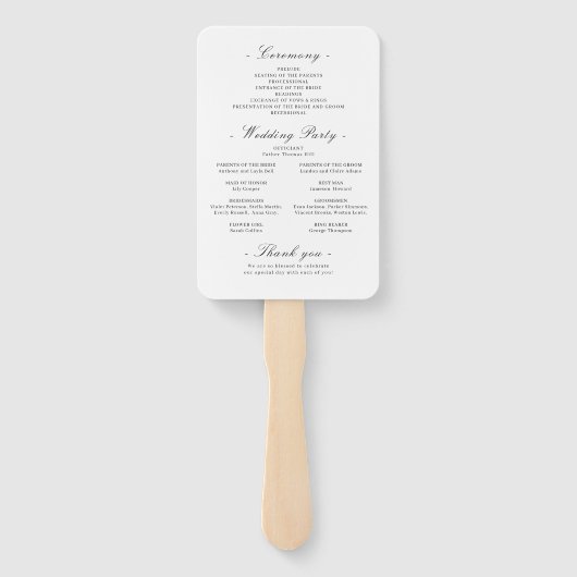 Elegantes, minimalistisches Hochzeitsprogramm in S Fächer (Rückseite)