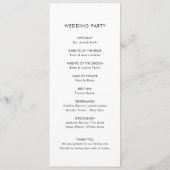 Elegantes Minimalistisches Hochzeitsprogramm Programm (Rückseite)