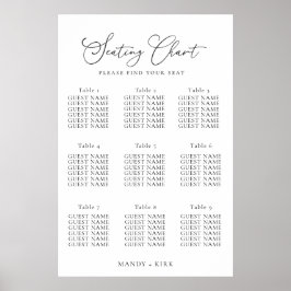 Elegantes minimalistisches Hochzeitssitzplan-Schil Poster