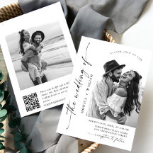 Elegantes Minimalistisches Hochzeitsstift QR-Foto