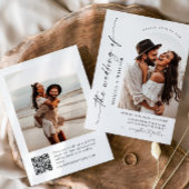 Elegantes Minimalistisches Hochzeitsstift QR-Foto  Einladung