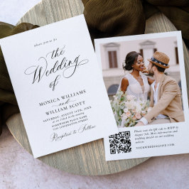 Elegantes Minimalistisches Hochzeitsstift QR-FOTO Einladung