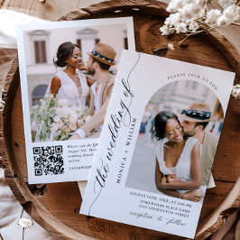 Elegantes Minimalistisches Hochzeitsstift QR-Foto  Einladung