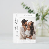 Elegantes Minimalistisches Hochzeitsstift QR Save Postkarte (Stehend Vorderseite)