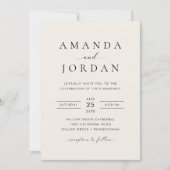 Elegantes Minimalistisches Hochzeitsszenario-Foto Einladung (Vorderseite)