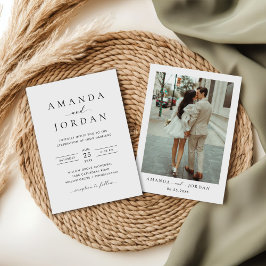 Elegantes Minimalistisches Hochzeitsszenario-Foto Einladung