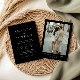 Elegantes Minimalistisches Hochzeitsszenario-Foto Einladung