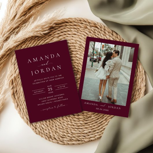 Elegantes Minimalistisches Hochzeitsszenario-Foto Einladung