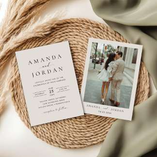 Elegantes Minimalistisches Hochzeitsszenario-Foto Einladung