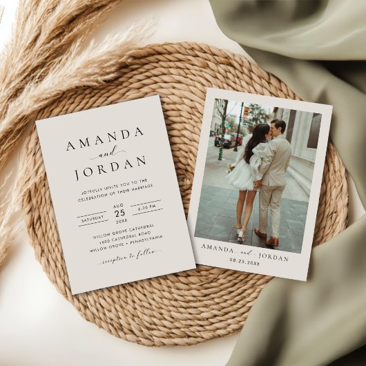 Elegantes Minimalistisches Hochzeitsszenario-Foto Einladung