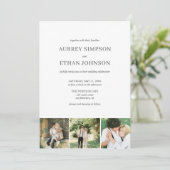 Elegantes Minimalistisches Hochzeitsszenario-Foto Einladung (Stehend Vorderseite)