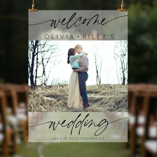 Elegantes Minimalistisches Hochzeitswillkommen Mat Acrylschild