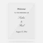 Elegantes Minimalistisches Hochzeitwillkommen Akry Acrylschild (Vorderseite)
