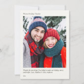 Elegantes Minimalistisches Holiday Foto Danke Kart (Vorderseite)
