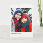 Elegantes Minimalistisches Holiday Foto Danke Kart Karte (Vorderseite)