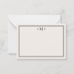 Elegantes Minimalistisches Ivory-Three-Letter-Mono Mitteilungskarte