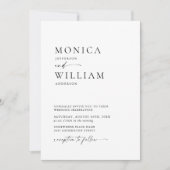 Elegantes Minimalistisches kalligrafisches Hochzei Einladung (Vorderseite)