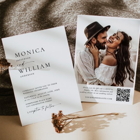 Elegantes Minimalistisches kalligrafisches Hochzei Einladung