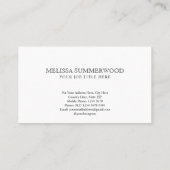 Elegantes Minimalistisches klassisches Erbe Schwar Visitenkarte (Rückseite)