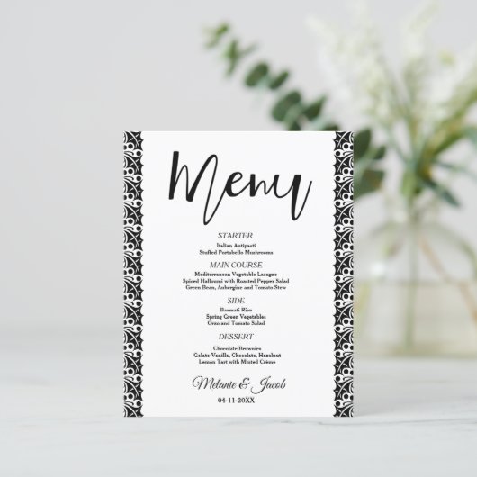 Elegantes Minimalistisches klassisches Menü (Stehend Vorderseite)