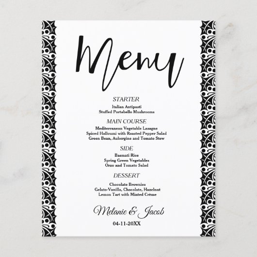 Elegantes Minimalistisches klassisches Menü (Vorderseite)