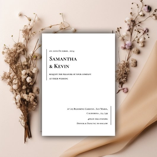 Elegantes Minimalistisches klassisches Weiß auf Sc Einladung