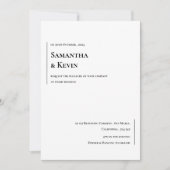 Elegantes Minimalistisches klassisches Weiß auf Sc Einladung (Vorderseite)