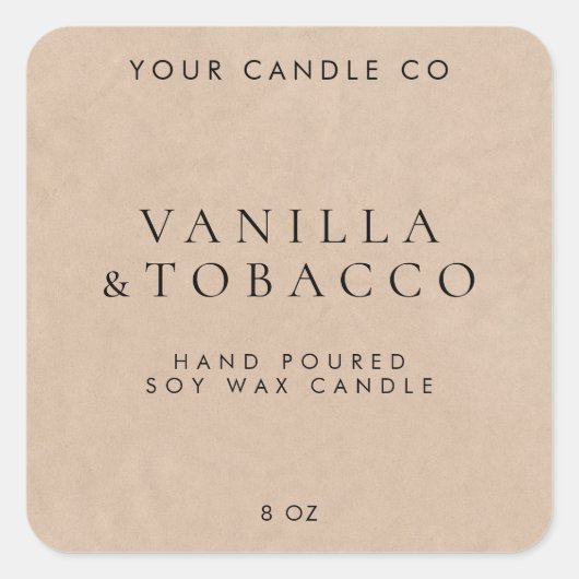 Elegantes, Minimalistisches Kraft-Kerzensiegel Quadratischer Aufkleber (Vorderseite)