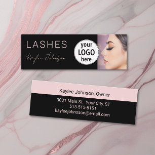 Elegantes minimalistisches Lash-Artist-Foto-Logo Mini Visitenkarte