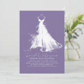 Elegantes Minimalistisches Lavendel Lila Brautpart Einladung (Stehend Vorderseite)