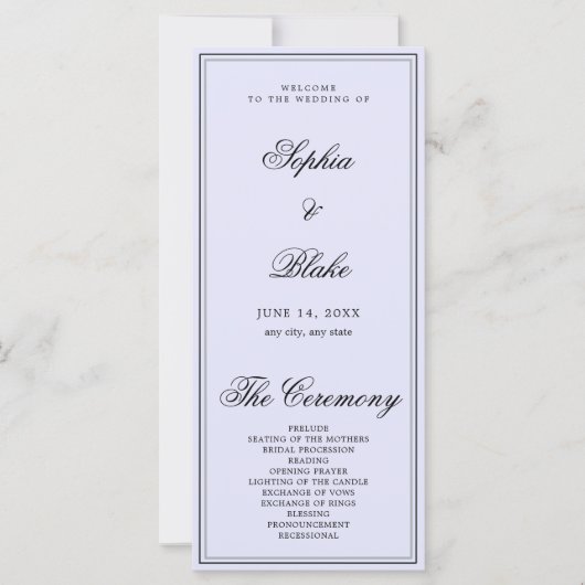 Elegantes Minimalistisches Lavendelprogramm (Vorderseite)