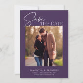 Elegantes Minimalistisches Lila Foto Save The Date (Vorderseite)