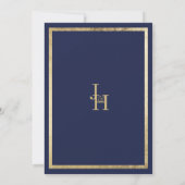 Elegantes minimalistisches Marineboldgold Save the Einladung (Rückseite)