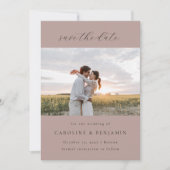 Elegantes Minimalistisches Mauve Script Wedding Tw Save The Date (Vorderseite)