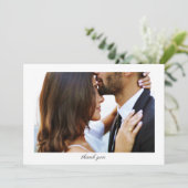 Elegantes Minimalistisches Message-Foto Hochzeit  Dankeskarte (Stehend Vorderseite)