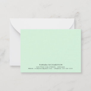 Elegantes Minimalistisches Mint Green Mitteilungskarte