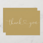 Elegantes Minimalistisches, modernes Goldenes Herz Dankeskarte (Vorne/Hinten)
