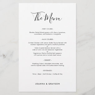 Elegantes Minimalistisches modernes Hochzeitsmenü
