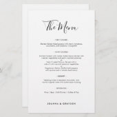 Elegantes Minimalistisches modernes Hochzeitsmenü (Vorne/Hinten)