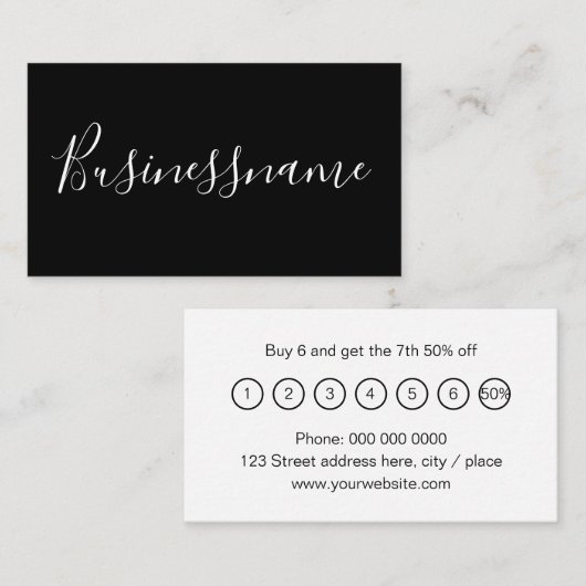 Elegantes minimalistisches modernes Schwarz-Weiß-D Treuekarte (Vorne/Hinten)